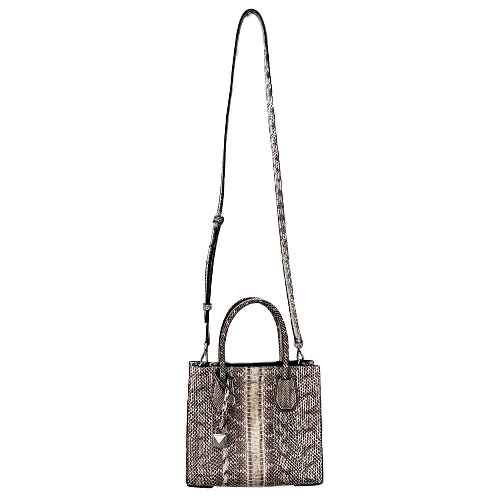 Michael Kors Beige Genuine Snakeskin ‘Mercer’ Crossbody Satchel Bag - Picture 3 of 14